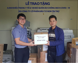 Công ty CP Đầu tư HDN tài trợ 4.000 khẩu trang và 100 bộ quần áo phòng dịch Covid -19 cho Sở Y tế tỉnh Hà Tĩnh